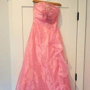 New No Tag Masquerade Size 3/4 Pink Strapless Prom Gown With Sequins